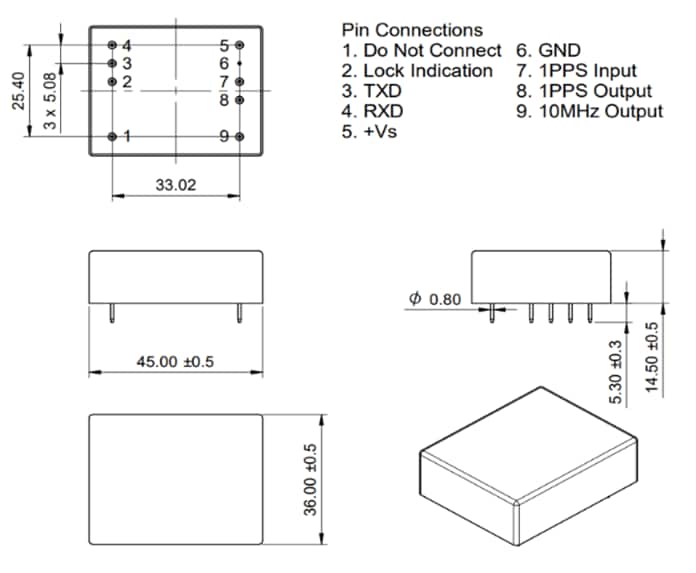 Mechanical Drawing - IQD Rubidium Oscillators Mechanical Drawing - IQD Rubidium Oscillators