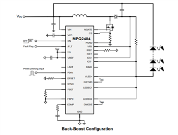 Application Circuit Diagram - Monolithic Power Systems (MPS) MPQ2484 Multi-Topology LED Controllers