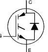 One of the common schematic representations of the IGBT, with collector (C), gate (G), and emitter (E) terminals. One of the common schematic representations of the IGBT, with collector (C), gate (G), and emitter (E) terminals.