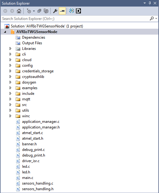 Solution Explorer Appears After Importing the Atmel START Project